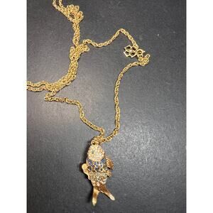 Vintage Ann Taylor gold tone fish pendant necklace